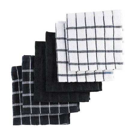 Ritz Ritz Black Cotton Check/Solid Dish Cloth 6 pk 92414